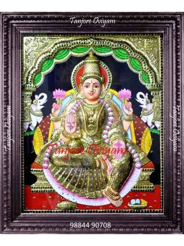 Embossinng Tanjore Painting Lakshmi - Gajalakshmi